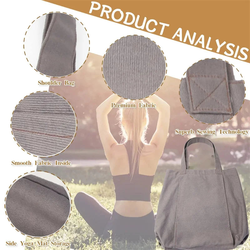 Yoga Mat Bag Large Capacity Washable Foldable Lightweight Pilates Mat Case Bag Durable Canvas Carry Bag for Fitness Dance Gym