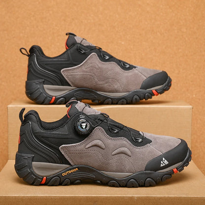 HIKEUP-Leather Shoes for Men, Outdoor Hiking Shoes, Tourist Trekking Sneakers, Mountain Climbing Trail Jogging Shoes, Turnbuckle