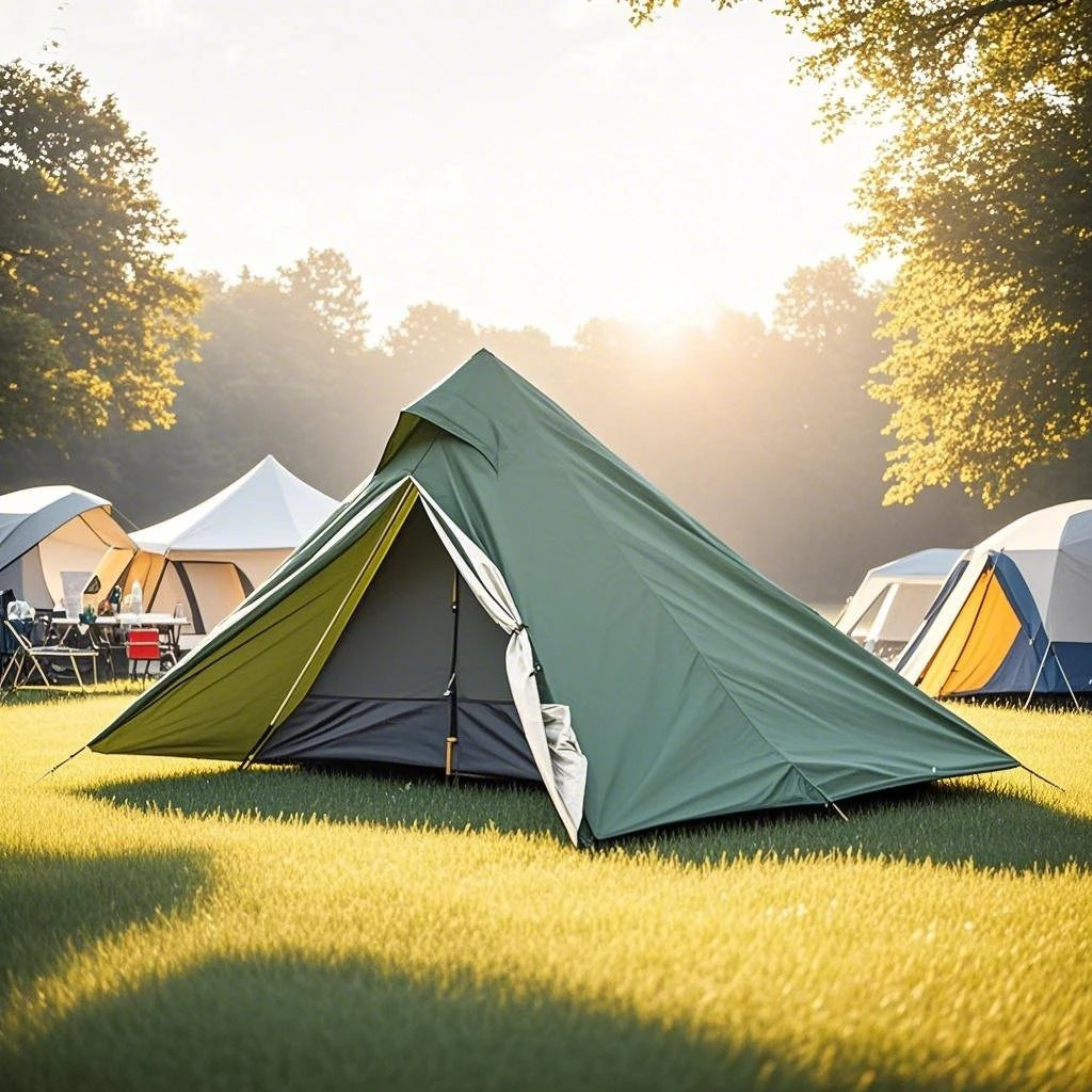 1-Person Ultralight Pyramid Tent - Without Poles, Waterproof PU4000, Mesh Layers for Backpacking & Mountain Hiking