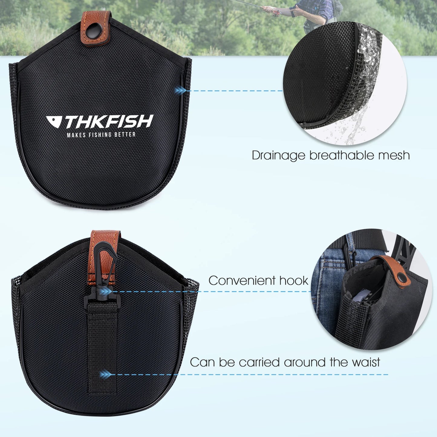 Foldable Fly Fishing Nets Portable Mesh Fishing Hand Net Outdoor Stream ABS Handle Dip Casting Landing Net Fishing Tools