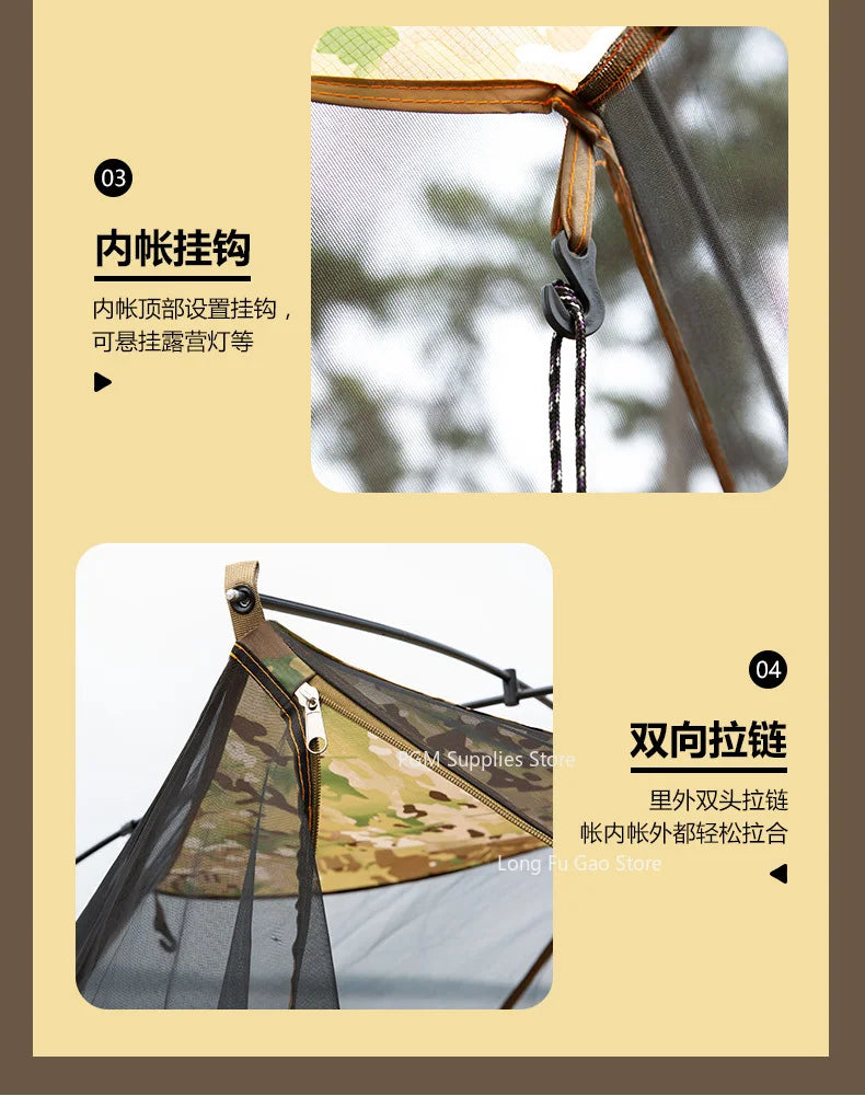 Outdoor Single Camouflage Tent Rainproof Sunscreen Thickened Camping Tent  Camouflage Park Tent Camping Tool New