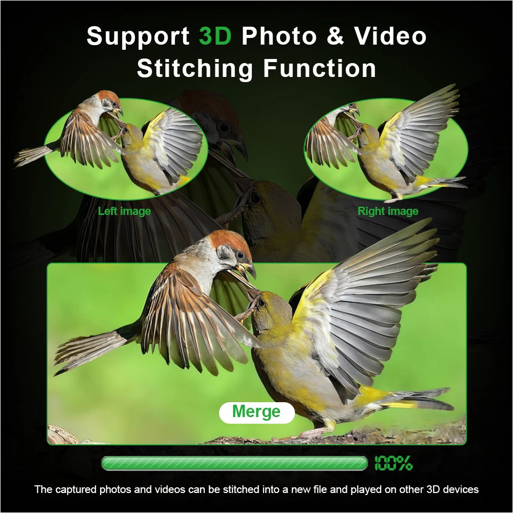 1000m 8K Night Vision Binoculars 3D VR Infrared Night Vision 6X Digital Zoom 5000mAh Battery,Compass, for Camping Hiking Concert