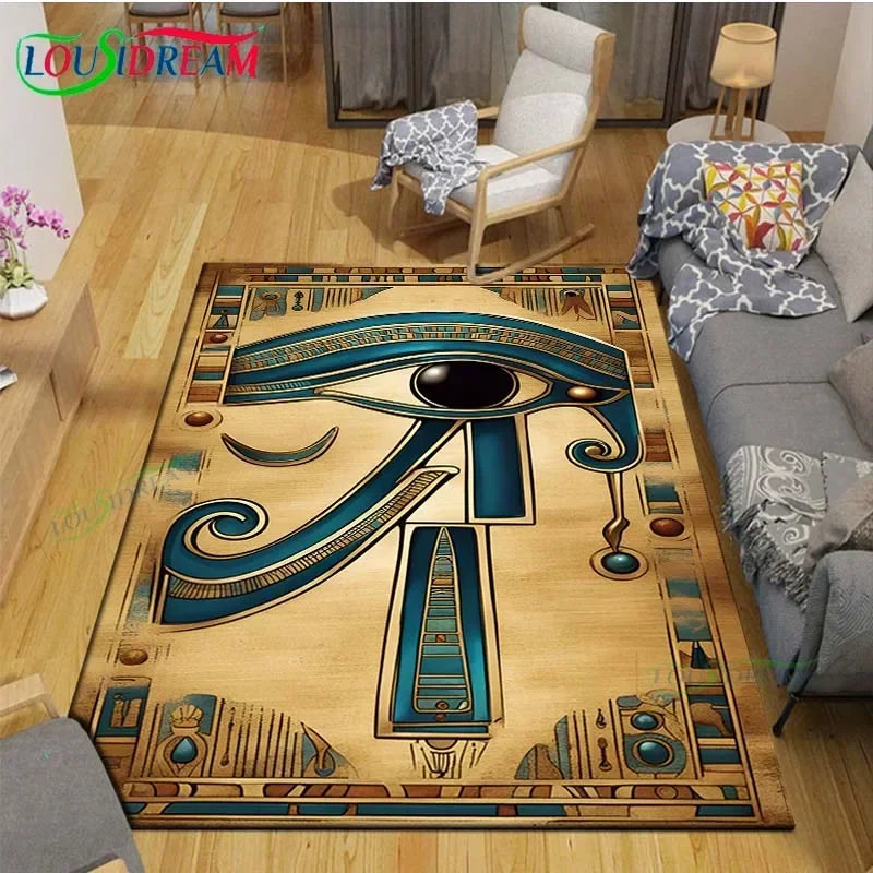 Egyptian Pharaoh- goddess-Runes Printed  Carpets Living Room Anti-Skid Area Rug Kids Bedroom Mats Yoga Mat Large Carpet Decor