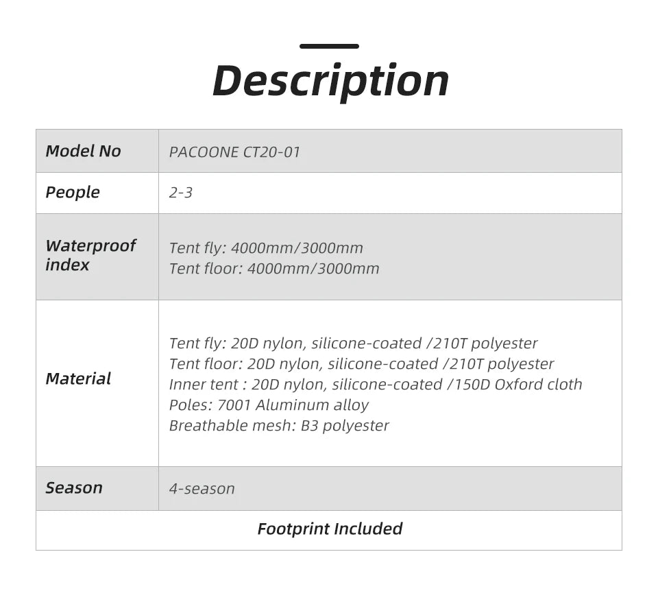 PACOONE Ultralight 20D Nylon Camping Tent Portable Backpacking Cycling Tent Waterproof Outdoor Hiking Travel Tent Beach Tent New