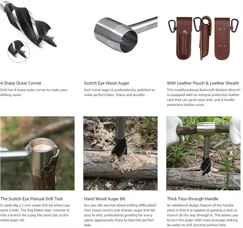 Outdoor Carpenter Drill Bits for Camping Survival Tools Drilling Holes Chopping Wood Accessories Four Blade Support Drill Bits