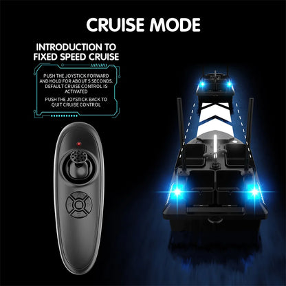 MBLN Bait Boat with 4 Independent Hoppers,Dual Antennas for 500m Range, Dual Power Supply, Front & Rear Lights for Night Fishing