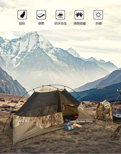 Outdoor Single Camouflage Tent Rainproof Sunscreen Thickened Camping Tent  Camouflage Park Tent Camping Tool New