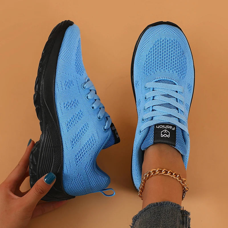 Women's New Single Shoe Platform Lace Up Jogging Mesh Outdoor Walking Designer Thick Soled Casual Sports Shoes Zapatos De Mujer