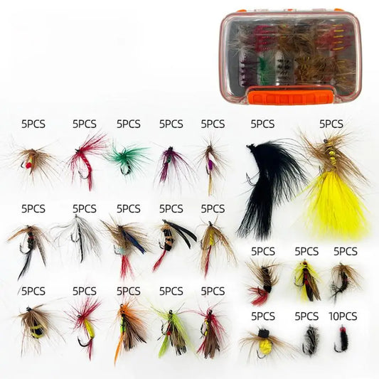 120pcs Fly Fishing hook Lures Kit Flies Dry Wet Nymph Streamers Fly Assortment With Fly Box Fly Fishing Assortment For fishing