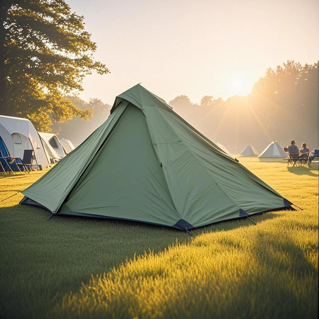 1-Person Ultralight Pyramid Tent - Without Poles, Waterproof PU4000, Mesh Layers for Backpacking & Mountain Hiking