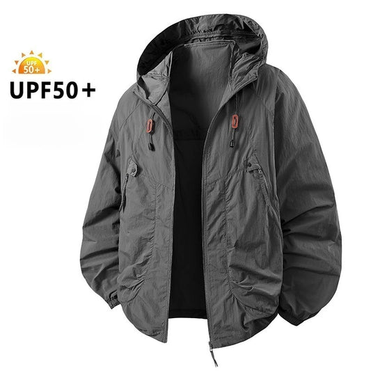 Men's Fishing Hooded Jacket Hiking Mountain Sport Waterproof Lightweight Windbreaker Rain Shell 2025 Camping Sun-proof Raincoat