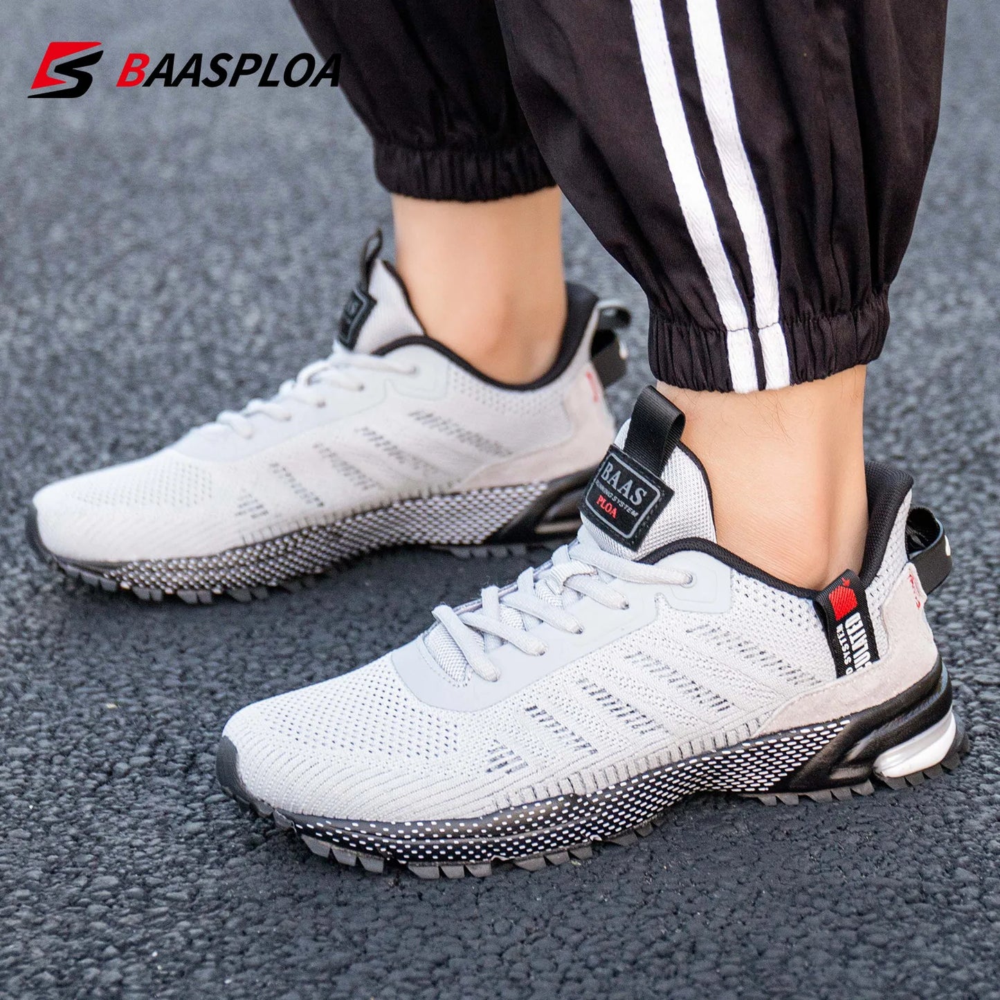 Men's Running Shoes Baasploa Male Sneakers Shoes Breathable Mesh Outdoor Grass Walking Gym Shoes For Men Plus Size 41-50
