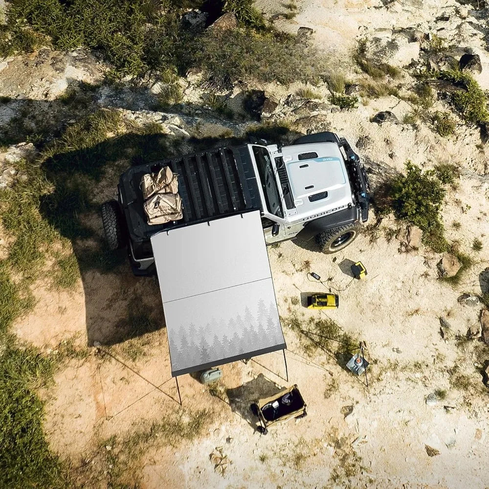 Car Side Off Road Awning 8.2 x10ft,Waterproof Pull-Out for Camping 5000mm PU Adjustable Height Retractable Roof Rack for Vehicle