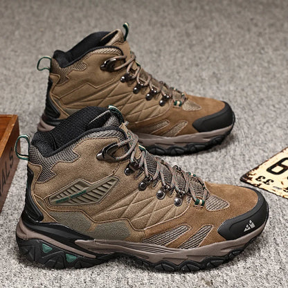 HIKEUP Winter Boot Men Outdoor Hiking Boots Suede High Top Trekking Men Shoes Rainproof Tactical Combat Military Boots