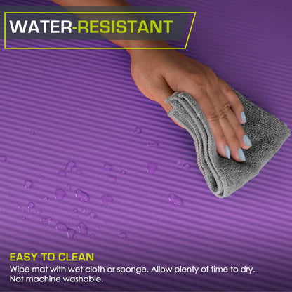 1-Inch Extra Thick Yoga Mat for Pilates, Non-Slip & Water-Resistant, Joint Protection, with Carry Sling