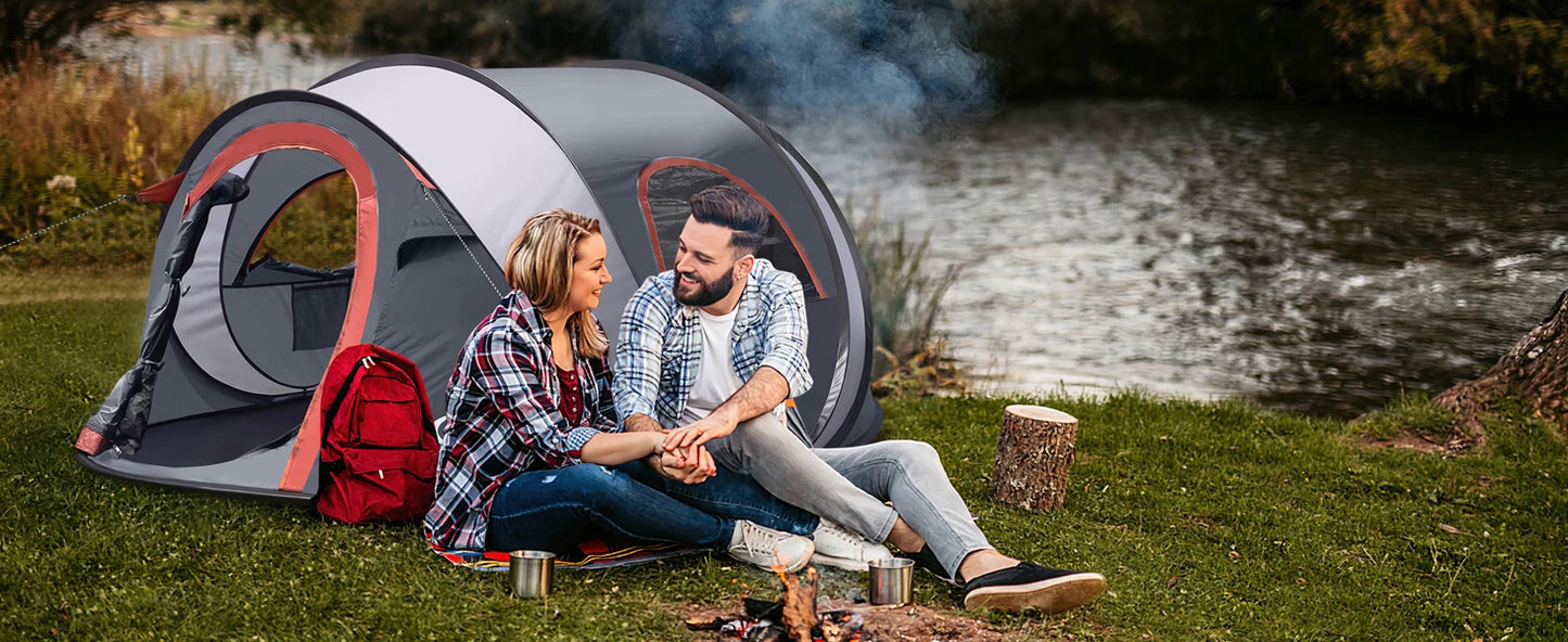 Pop-up Tent, 3 Person Camping Tent, Instant Portable Beach Tent, Easy Pop Up Shade Tents 2 Doors for Camping Hiking