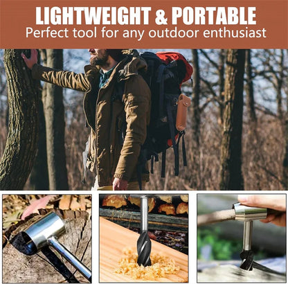 Survival Hand Auger Wood Drill with Scotch Eye for Large Wood Pegs Essential Bushcraft Gear Manual Drill Hole Woodworking Tools