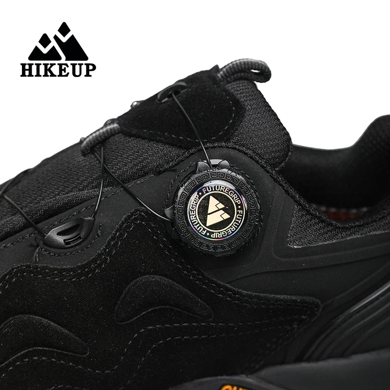 HIKEUP-Leather Shoes for Men, Outdoor Hiking Shoes, Tourist Trekking Sneakers, Mountain Climbing Trail Jogging Shoes, Turnbuckle