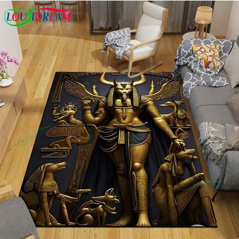 Egyptian Pharaoh- goddess-Runes Printed  Carpets Living Room Anti-Skid Area Rug Kids Bedroom Mats Yoga Mat Large Carpet Decor