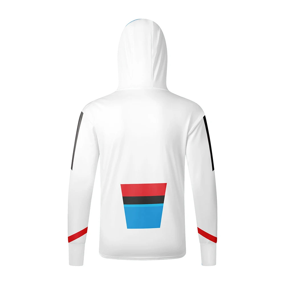 Men's casual hooded fishing suit with face mask quick drying long sleeved sun protection outdoor fishing hiking clothing