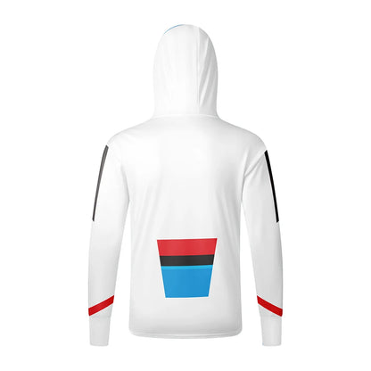 Men's casual hooded fishing suit with face mask quick drying long sleeved sun protection outdoor fishing hiking clothing