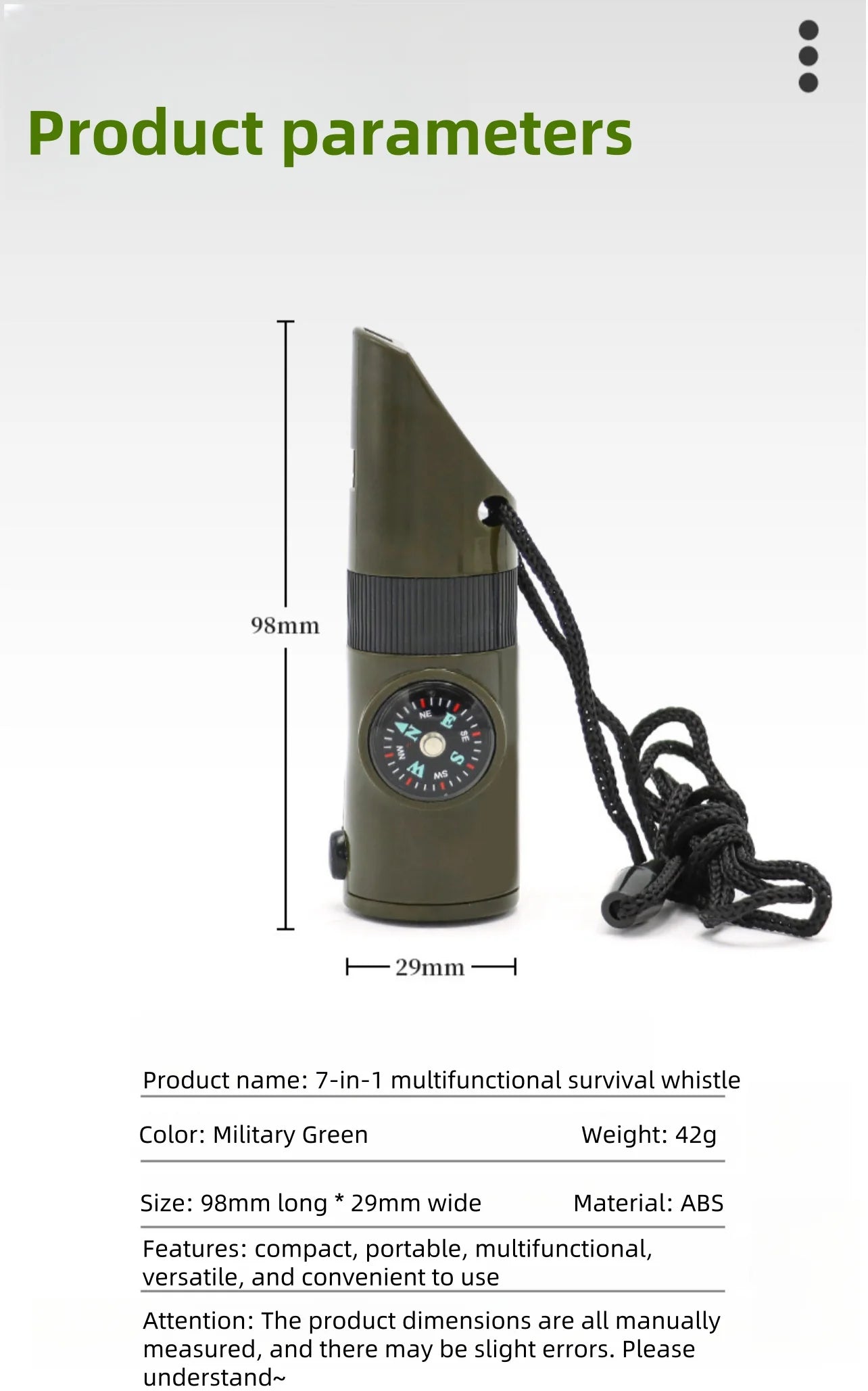 Multi-Function Survival Whistle with Compass & Thermometer, Lightweight for Camping, Hiking & Outdoor Adventures