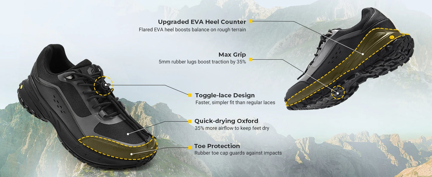 FitVille Men'S Extra Wide Walking Training Shoes Hiking Shoes Lightweight Casual Non-Slip Sports Shoes For Mountaineering