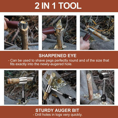 Survival Settlers Tool Outdoor Bushcraft Hand Auger Wrench Addition Tool To Survival And Camping Self-Tapping Screw Design