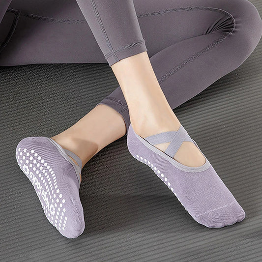 Women's Professional Yoga Socks Anti-Slip Sweat-Absorbent Breathable Pilates Ballet Dance Sport Socks for Active Ladies