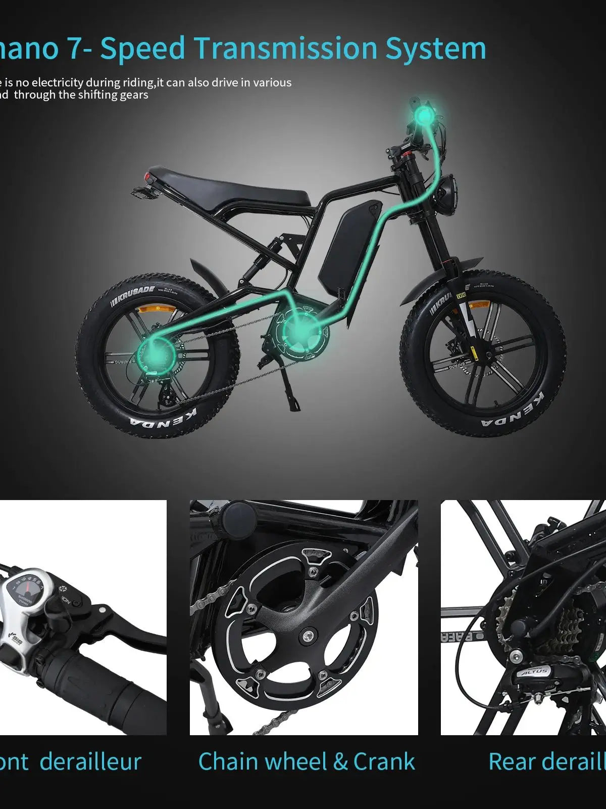 Electric Mountain Bike 750W 48V 17.5Ah 45Mile Class 3 E-Bike, 20" Fat Tire All-Terrain Bike with LCD Display UL Certified
