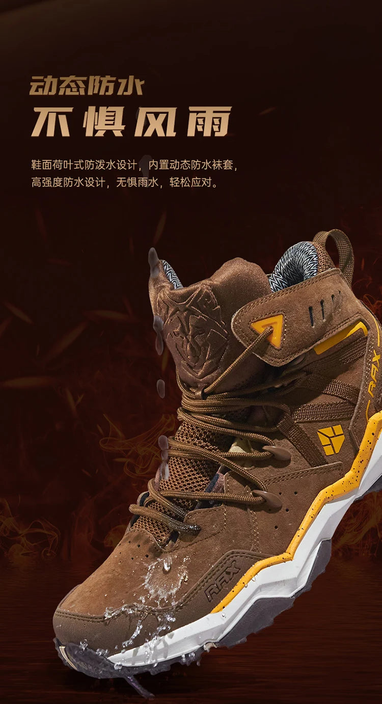 RAX Men Hiking Shoes Mid-top Waterproof Outdoor Sneaker Men Leather Trekking Boots Trail Camping Climbing Hunting Sneakers Women