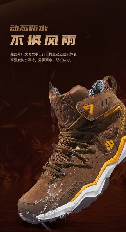 RAX Men Hiking Shoes Mid-top Waterproof Outdoor Sneaker Men Leather Trekking Boots Trail Camping Climbing Hunting Sneakers Women