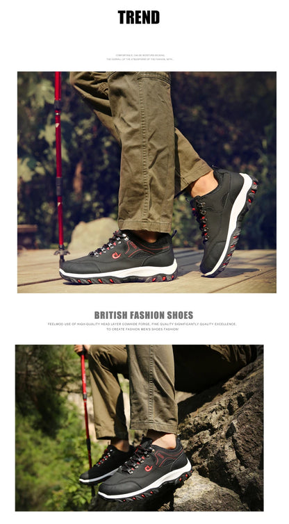 Men's Hiking Shoes Waterproof Leather Outdoor PU Shoes Wear-resistant Men Trekking Walking Hunting Tactical Sneakers