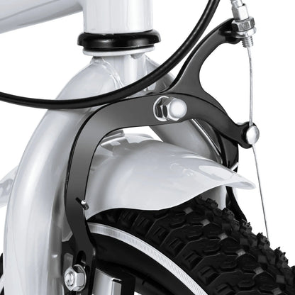 14" Children's Bicycle White/Red/Blue/Yellow Stabilized Child Training Bike with Handbrake Removable Wheels for Kids 3-6 Years