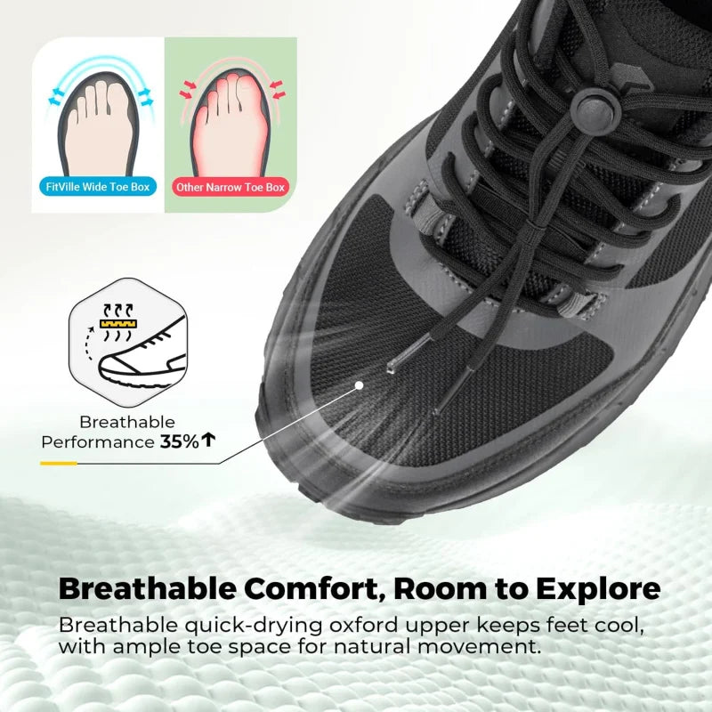 FitVille Men'S Extra Wide Walking Training Shoes Hiking Shoes Lightweight Casual Non-Slip Sports Shoes For Mountaineering