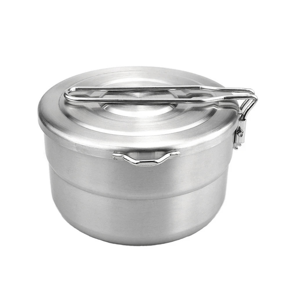 1.5L Stainless Steel Lunch Case with Storage Bag Camping Pot for Backpacking Hikiing Fishing Lunch Box Rice Container Lunch Case