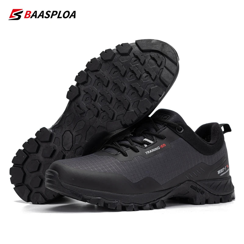 Baasploa Men's Anti-Skid and Wear-Resistant Hiking Travel Shoes Fashion Waterproof Outdoor Sneaker Comfortable Male Sport Shoes