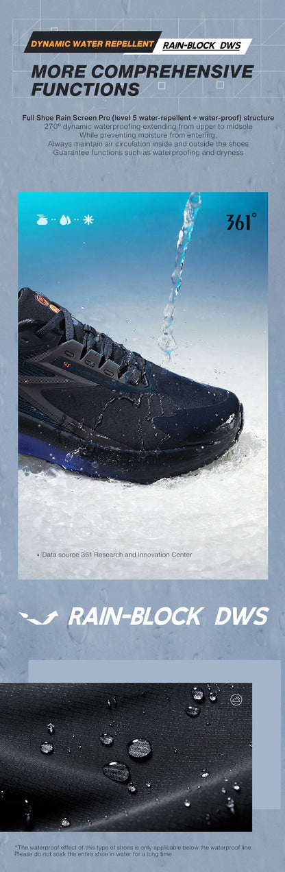 361 Degrees NEW Rainblock 7.0 Anti Splash Rainproof Running Shoes Technology Night Reflective Cushioning Man Sneakers 572342228