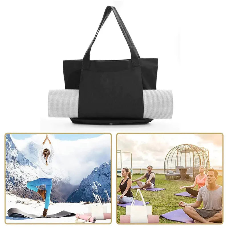 Yoga Mat Bag Large Capacity Washable Foldable Lightweight Pilates Mat Case Bag Durable Canvas Carry Bag for Fitness Dance Gym