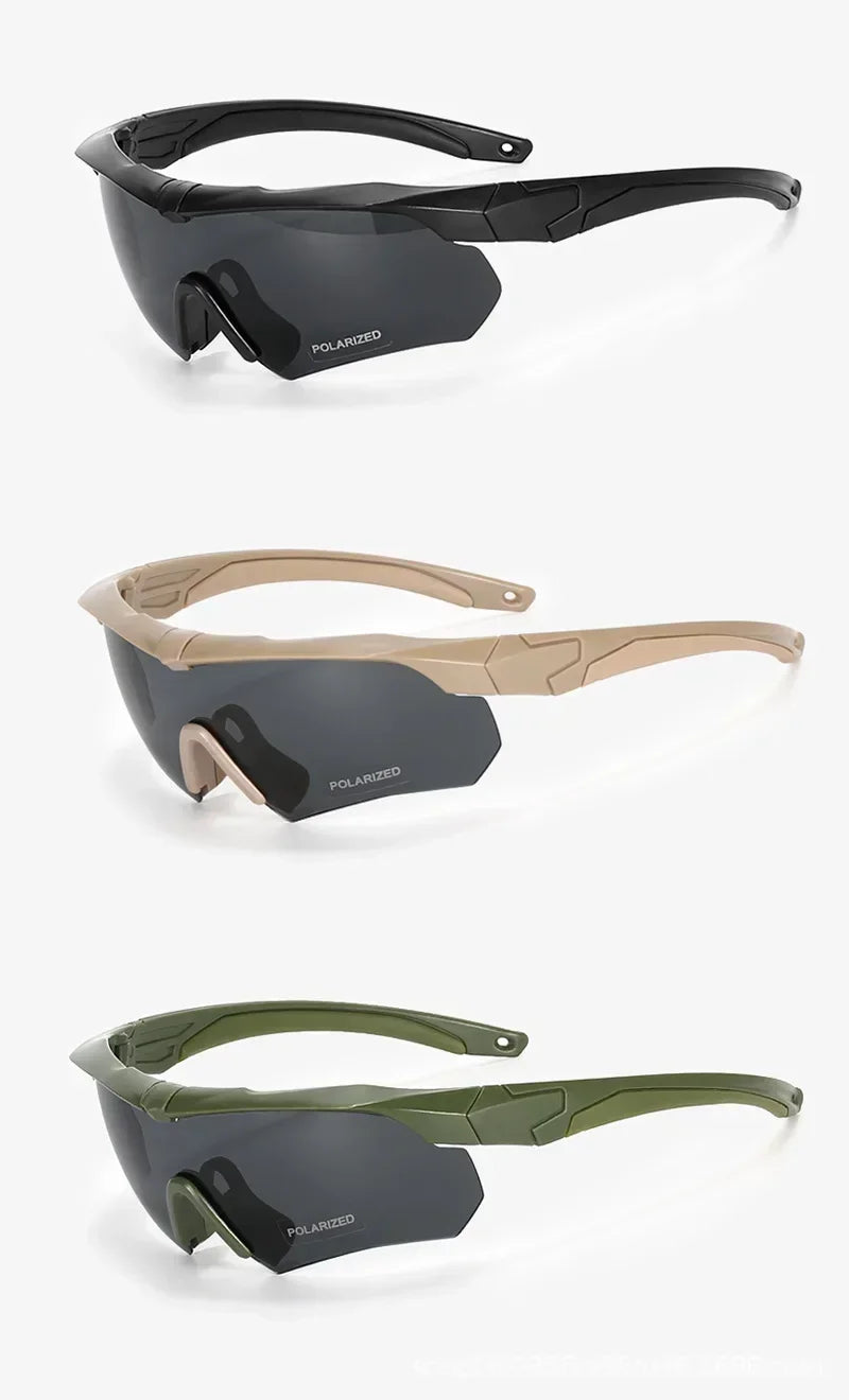 HD 3 Lens Tactical Cycling Goggles CS Airsoft Windproof Army Shooting Polarized GlassesMotorcycle Cycling Outdoor Sport