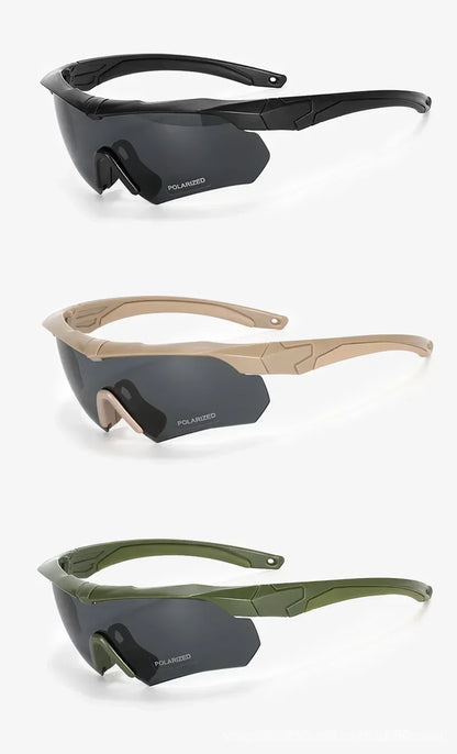 HD 3 Lens Tactical Cycling Goggles CS Airsoft Windproof Army Shooting Polarized GlassesMotorcycle Cycling Outdoor Sport