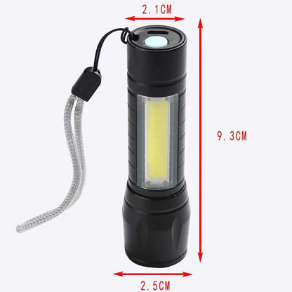 Waterproof T6 COB LED Tactical USB Rechargeable 3 Modes Camping Lantern Portable  Zoomable Flashlight Torch Lamp Focus Light