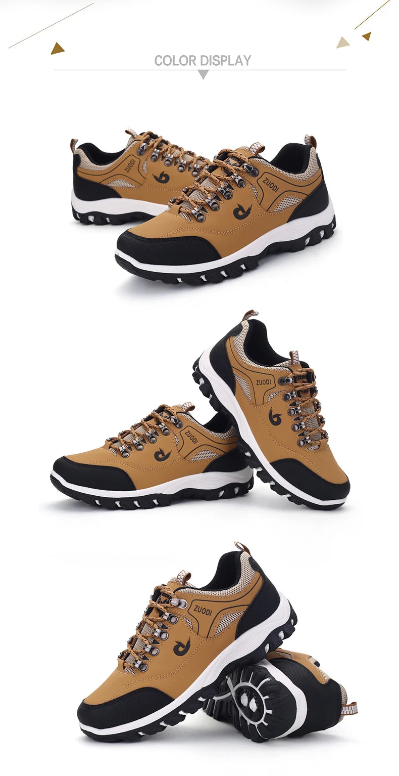Men's Hiking Shoes Waterproof Leather Outdoor PU Shoes Wear-resistant Men Trekking Walking Hunting Tactical Sneakers