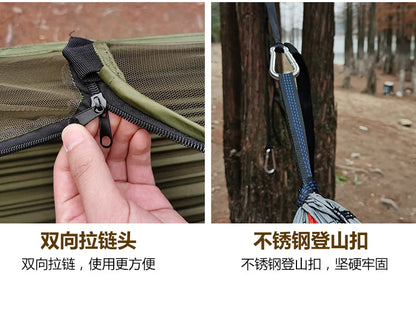 260*140cm Automatic Quick-opening Mosquito Net Hammock Outdoor Camping Bed Pole Anti-rollover Nylon Hammock with Mosquito Net