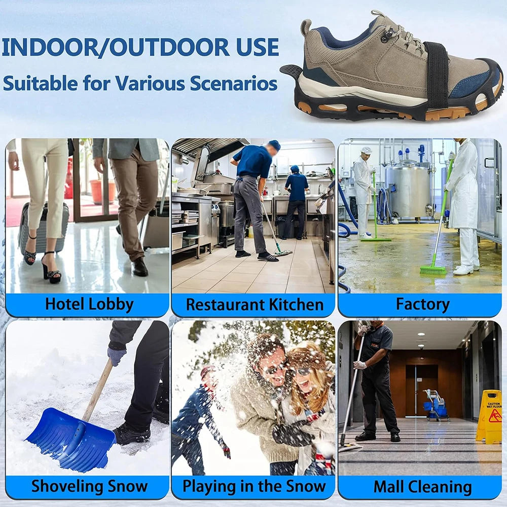 Spikeless Ice Cleats Anti-Slip Shoe Traction Grips Crampons Traction Aids Slick Wet Slippery Surface Indoor Outdoor Overshoes