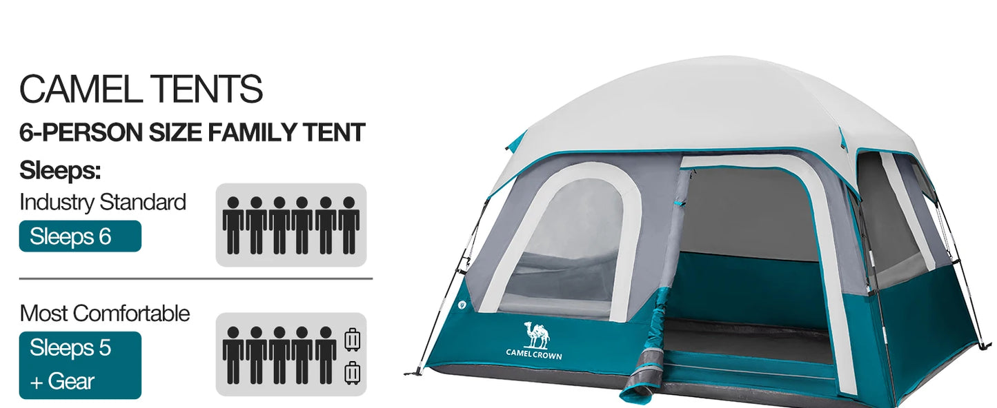 GOLDEN CAMEL 4-6 Person Camping Tents Hand-built Waterproof Portable Sunscreen Beach Backpacking Tent Thickened Camping Hiking