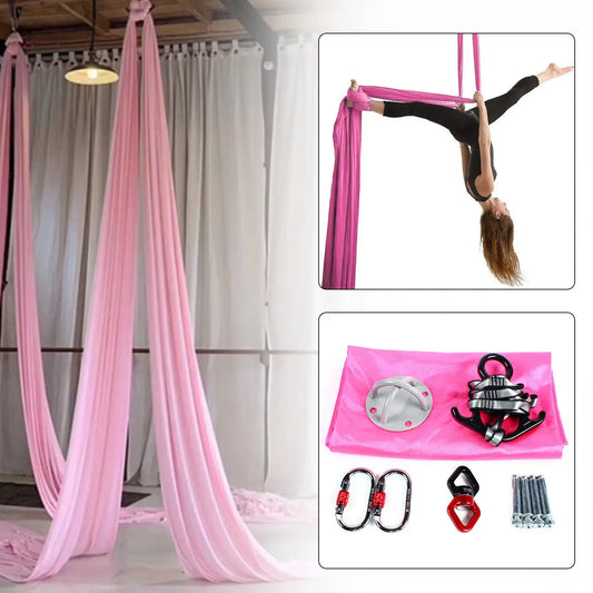 Aerial Silk Yoga Swing – Anti-Gravity Inversion Pilates Hammock with Carabiner Kit
