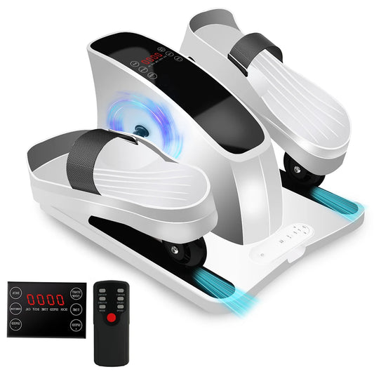 Electric Elliptical Under Desk Trainer Portable Seated Pedal Leg Exerciser with Remote Control LCD Display for Seniors Adults