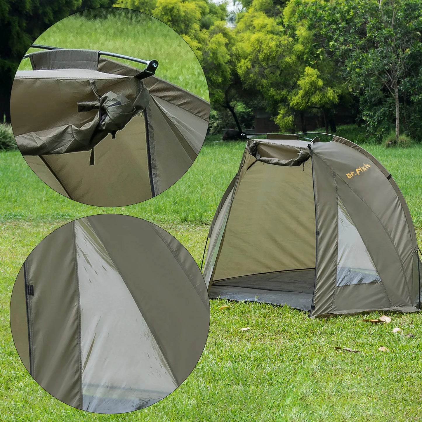 1-2 Person Carp Fishing Bivvy Shelter Tent for Outdoor Camping Hunting Travel Adventure Quick Erect Waterproof Rainproof Green