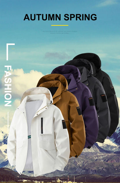 CHRLCK Men Women Hiking Jackets Waterproof Large Size Spring Autumn Windbreaker Camping Climbing Outdoor Coats Unisex